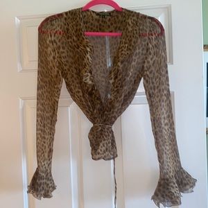Roberta cavalli wrap blouse with ruffle sleeve